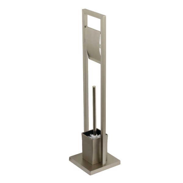 Pedestal Toilet Paper Holder W/ Toilet Brush Holder, Nickel